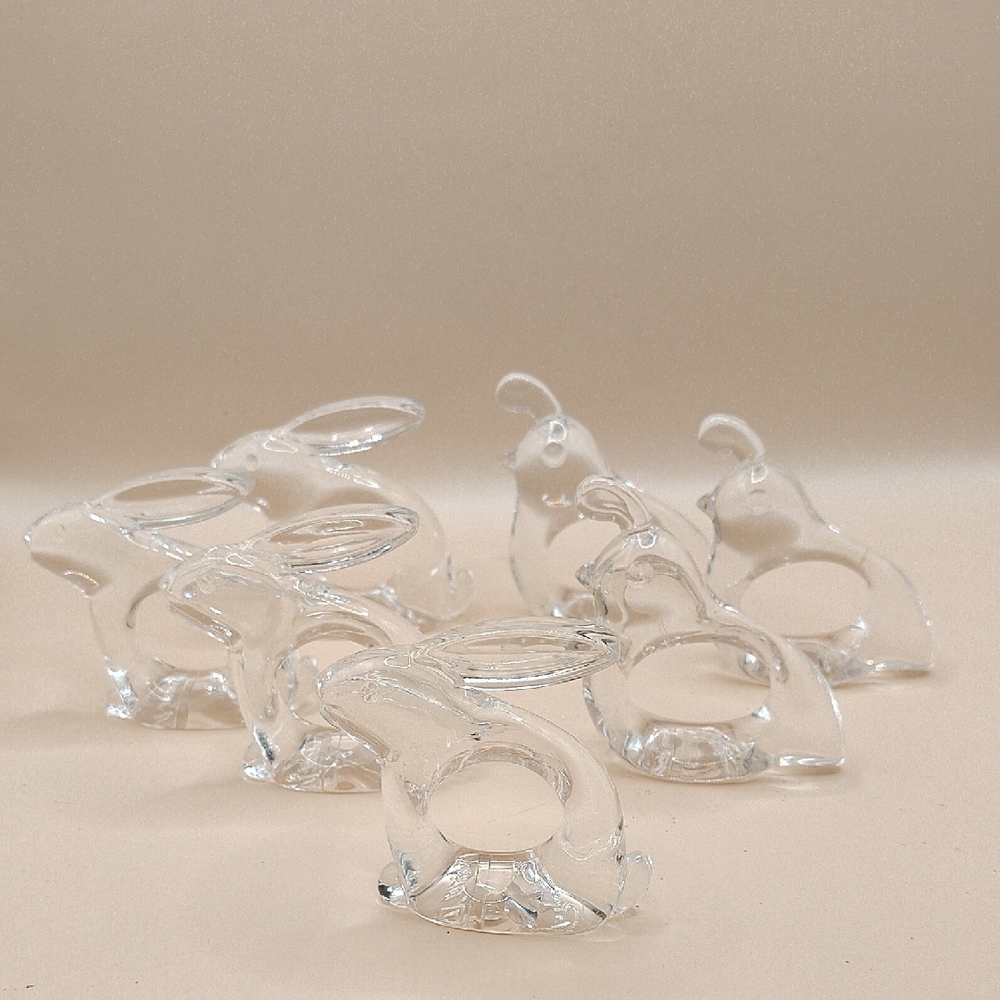 Vintage BIJAN Acrylic LUCITE Set of 4 Bunny & 3 Quail Chic Napkin Rings